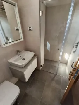 Modern bathroom equipped with a sink, shower enclosure, and toilet. - image 12