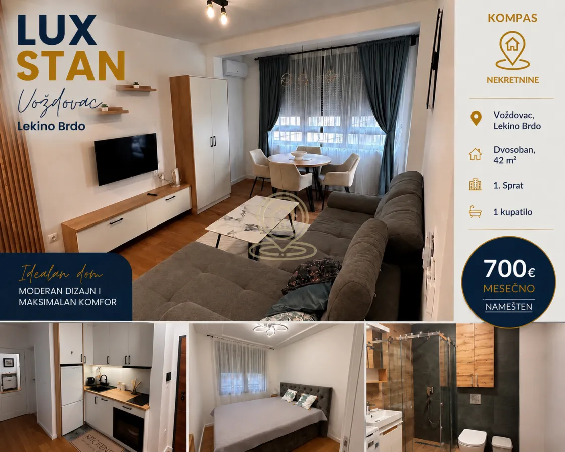 Rent, two bedroom apartment, 42m², Lekino Brdo, Voždovac Sve Podlokacije