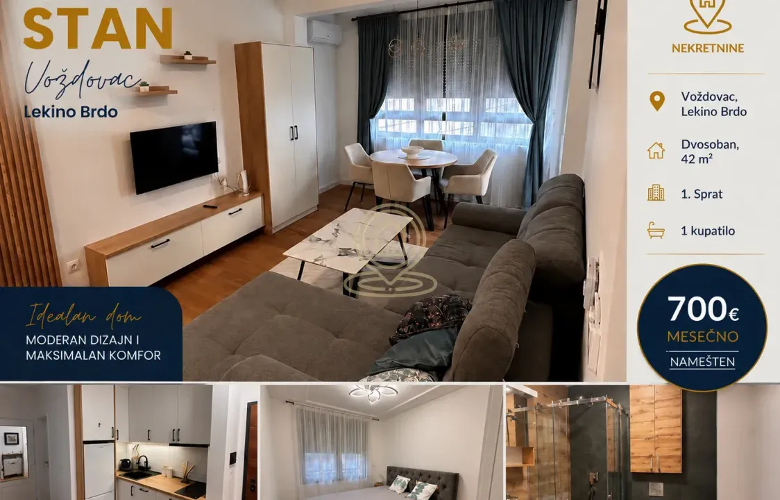 Rent, two bedroom apartment, 42m², Lekino Brdo, Voždovac Sve Podlokacije