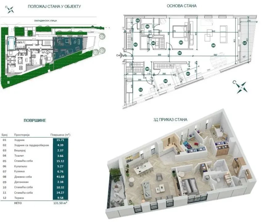 Prodaja, četvorosoban stan, 131m², Savski Venac, Beograd