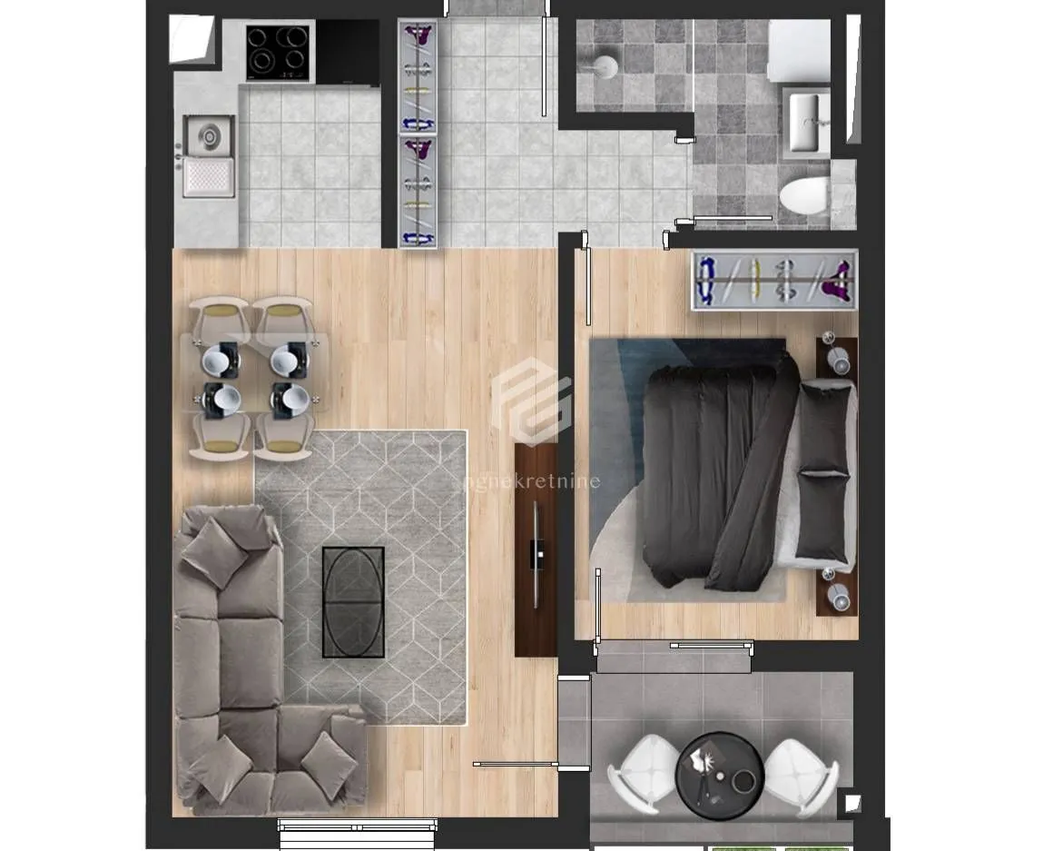 Prodaja, jednosoban stan, 45m², Stari Aerodrom, Podgorica