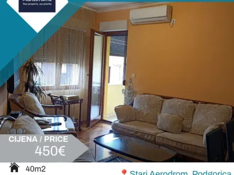Rent, one bedroom apartment, 40m², Stari Aerodrom, Podgorica