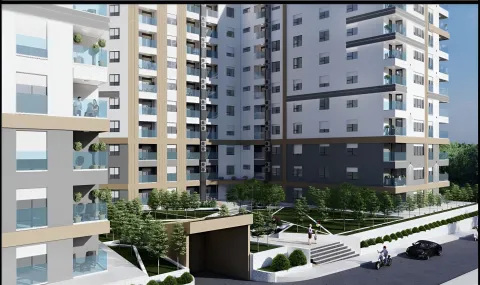 Spoljašnji izgled modernog stambenog kompleksa sa uređenim dvorištem i terasama. - image 3