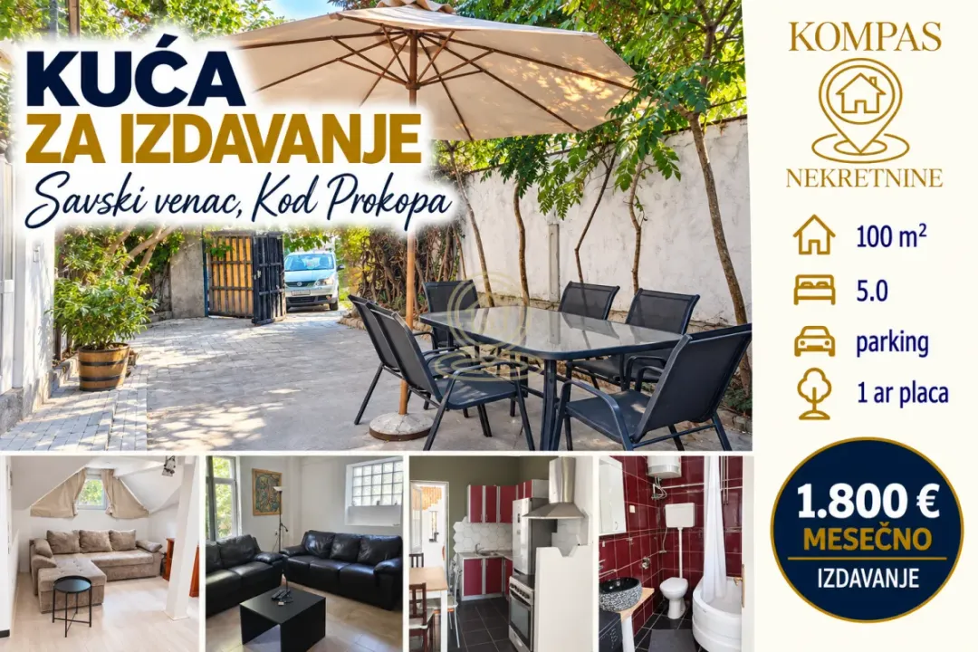 Izdavanje, kuća, 100m², Savski Venac, Beograd