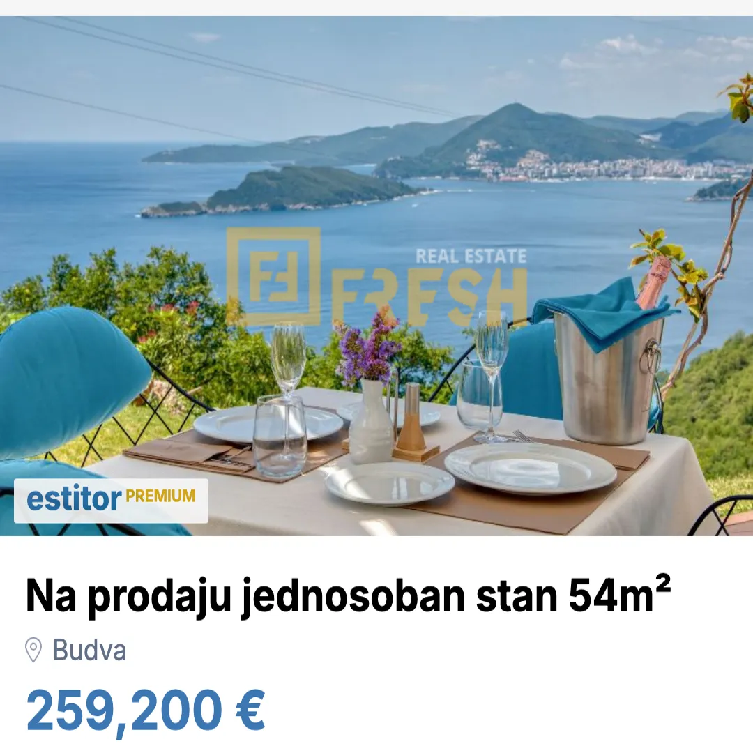 Sale, one bedroom apartment, 54m², Budva, Crna Gora