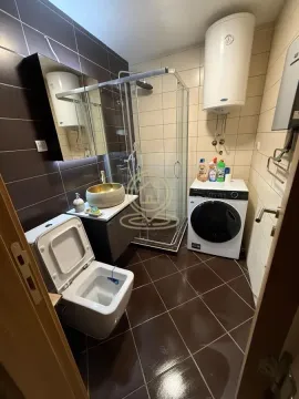 Kupatilo sa tuš kabinom, WC šoljom, umivaonikom i veš mašinom. - image 10
