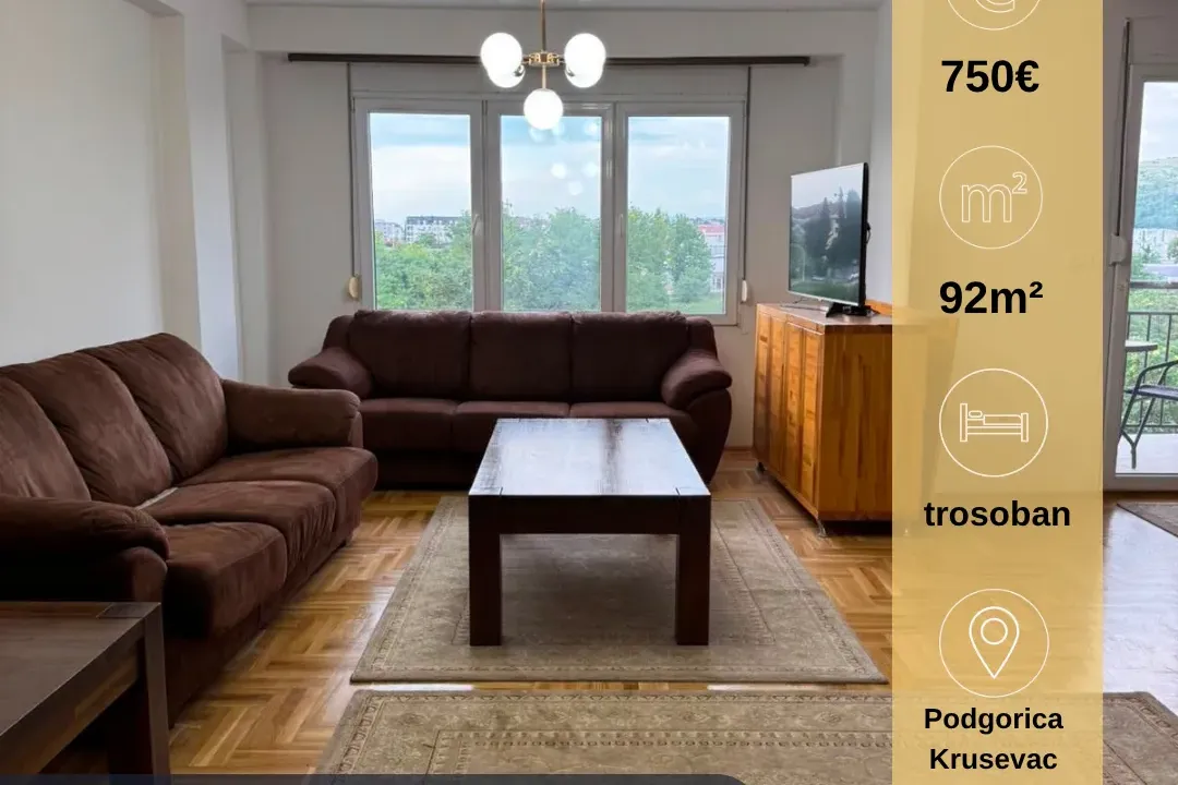 Rent, three bedroom apartment, 92m², Kruševac, Podgorica
