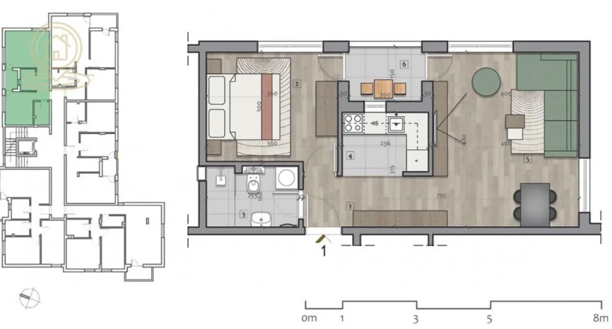 Prodaja, dvosoban stan, 46m², Pantelej, Niš