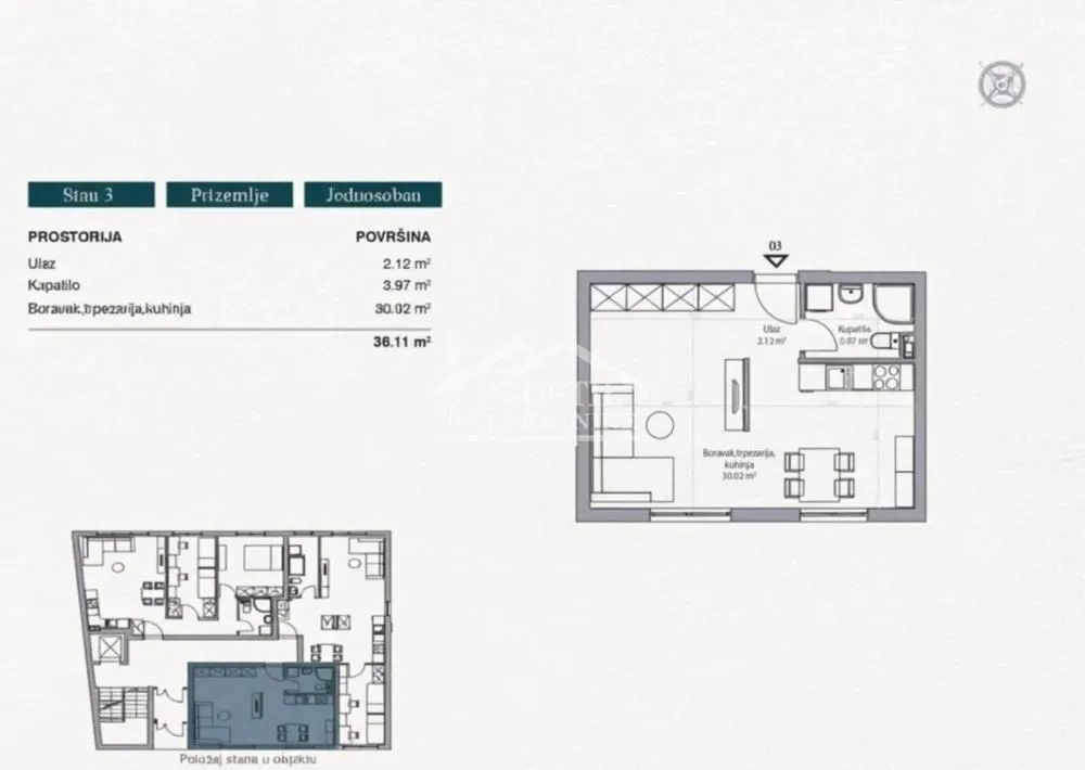 Prodaja, jednosoban stan, 36m², Bežanija, Beograd