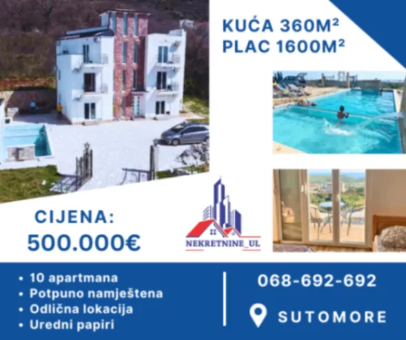 Prodaja, kuća, 360m², Sutomore, Bar