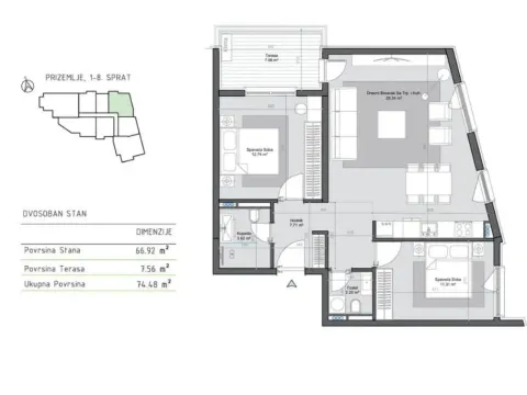 Prodaja, dvosoban stan, 75m², Bar, Crna Gora - image 3
