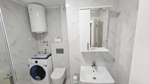 Kupatilo opremljeno umivaonikom, WC šoljom, mašinom za veš i bojlerom. - image 4