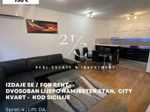 Izdavanje, dvosoban stan, 68m², City Kvart, Podgorica