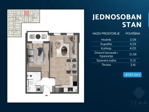 Prodaja, jednosoban stan, 48m², Čeluga, Bar - image 3