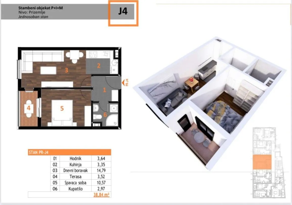 Prodaja, jednosoban stan, 40m², Central Point, Podgorica