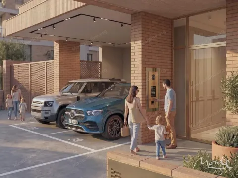 Ulaz u zgradu sa parkingom i porodicom koja ulazi. - image 13