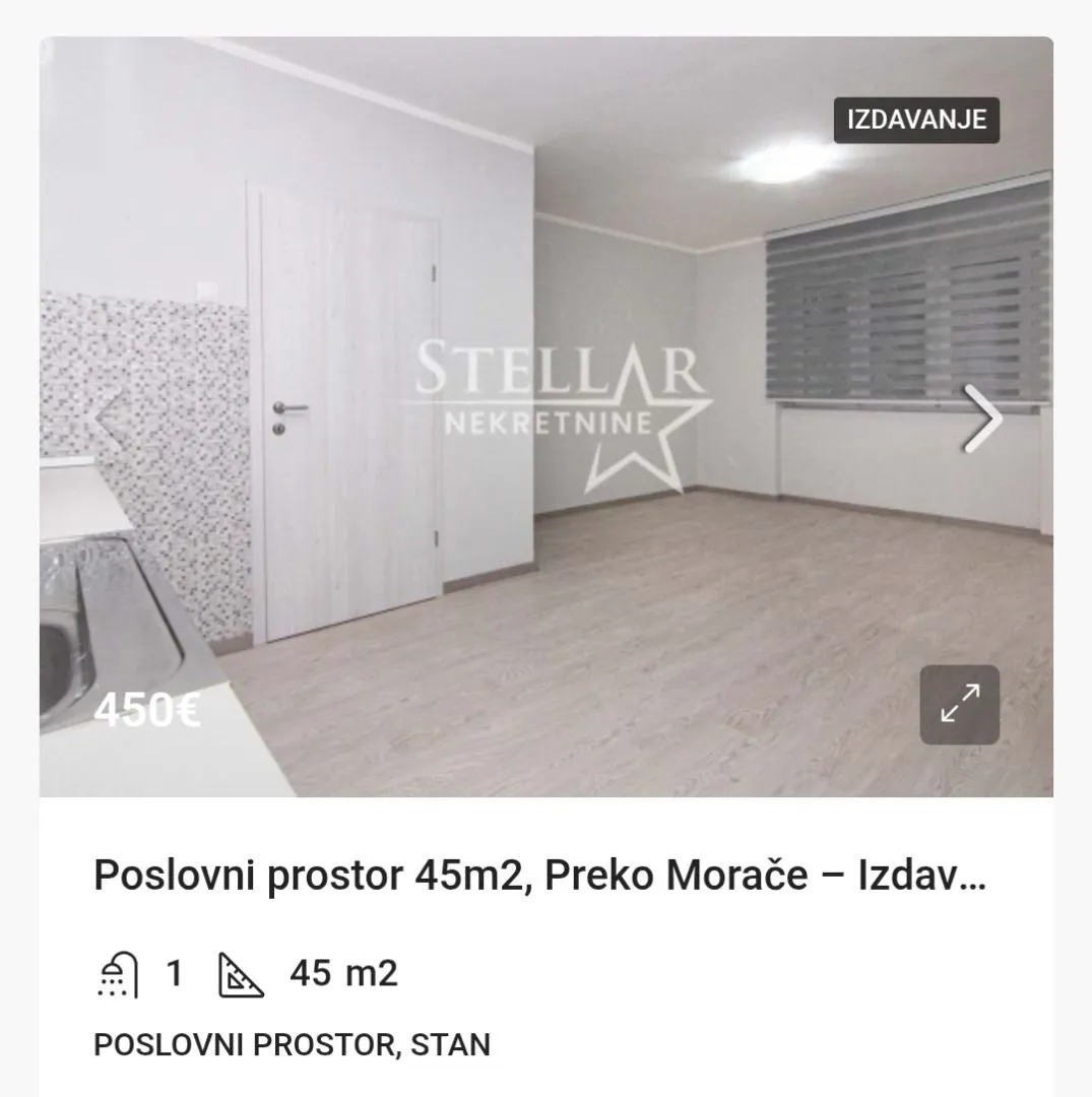 Izdavanje, poslovni prostor, 45m², Preko Morače, Podgorica