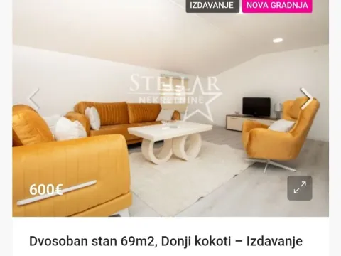 Izdavanje, dvosoban stan, 69m², Donji Kokoti, Podgorica - image 1