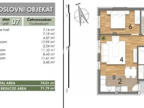 Sale, four bedroom apartment, 74m², Telep, Novi Sad Sve Podlokacije