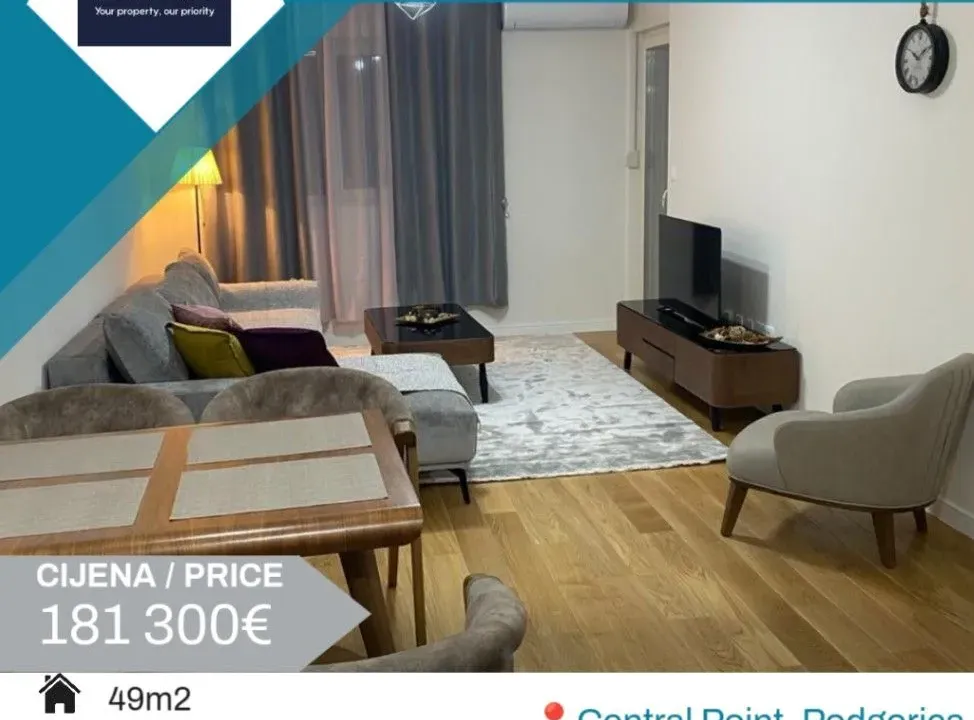 Prodaja, jednosoban stan, 49m², Central Point, Podgorica