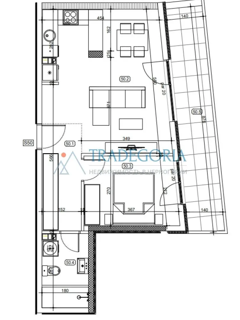 Prodaja, jednosoban stan, 44m², Grad, Kotor