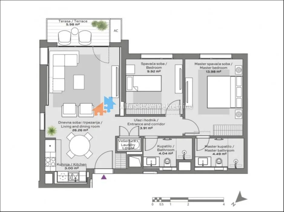 Rent, three bedroom apartment, 73m², Savski Venac, Beograd