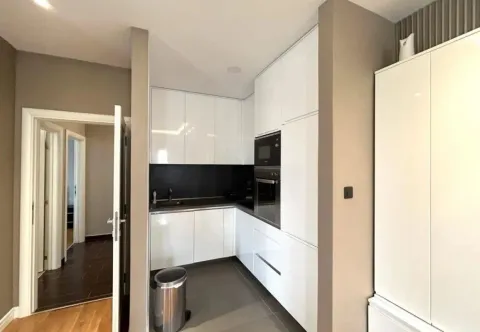 Modern kitchen with white cabinetry and built-in appliances. - image 4