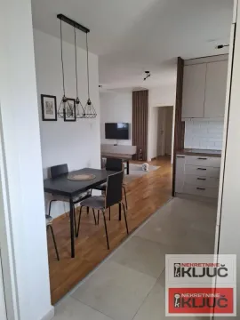 Pogled iz hodnika na kuhinju sa trpezarijom i dnevnim boravkom u pozadini. - image 5