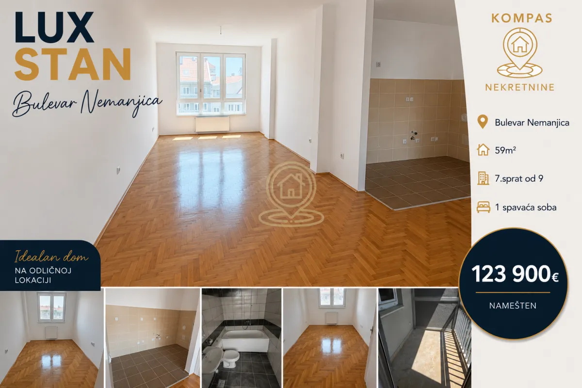 Sale, two bedroom apartment, 59m², Medijana, Niš