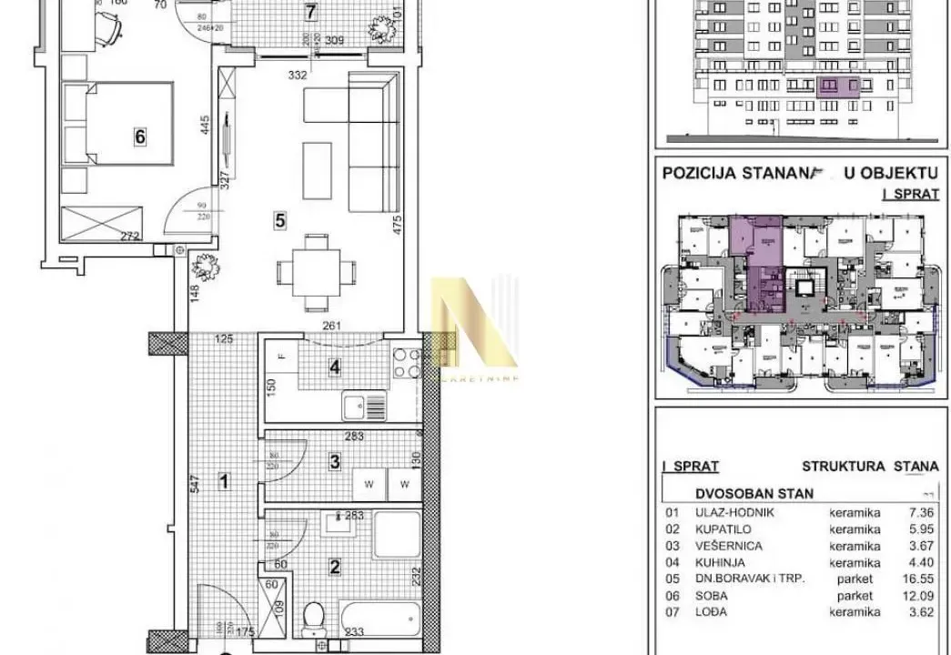 Prodaja, dvosoban stan, 53m², Telep, Novi Sad Sve Podlokacije
