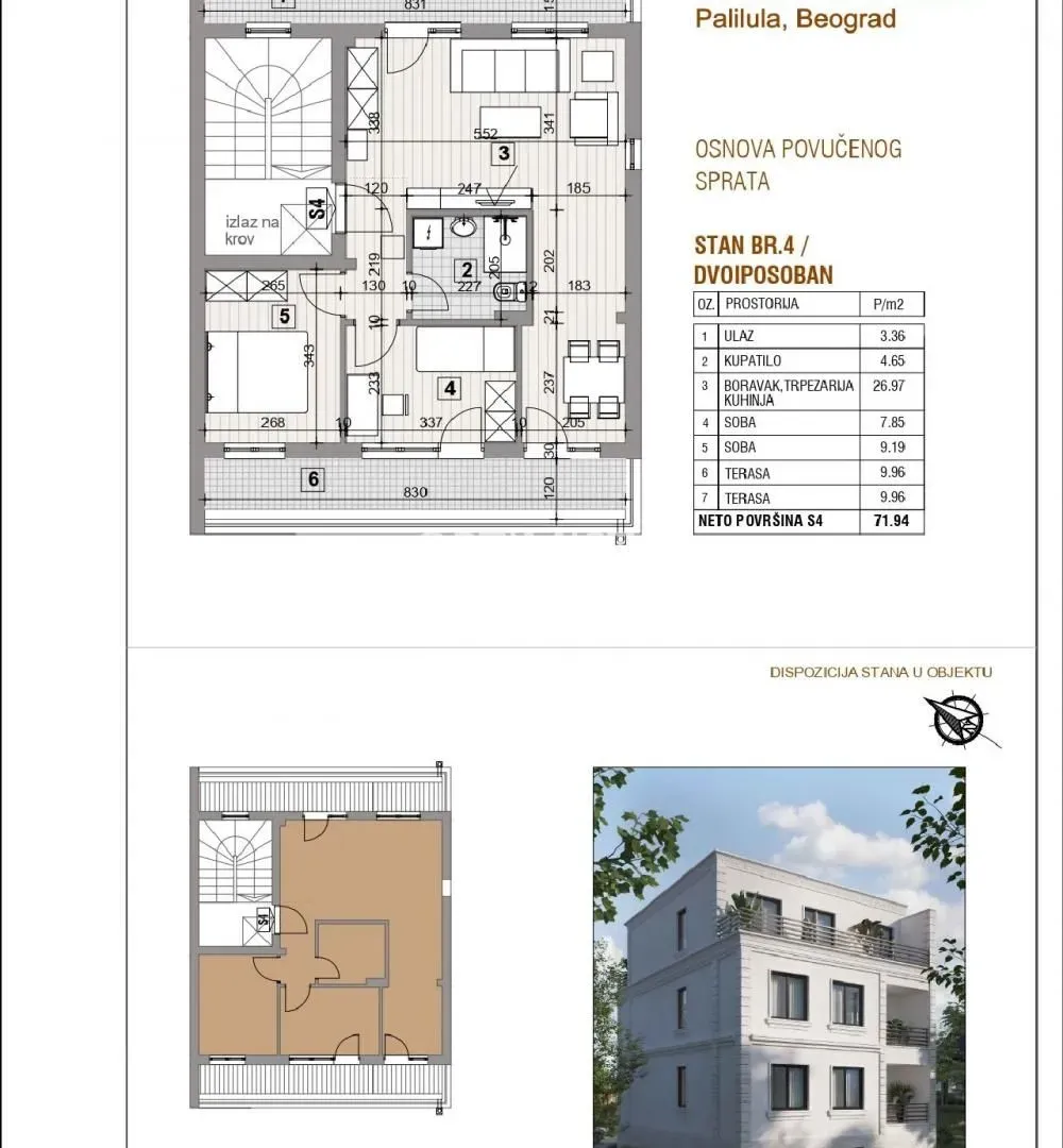Sale, two bedroom apartment, 72m², Karaburma, Palilula Sve Podlokacije