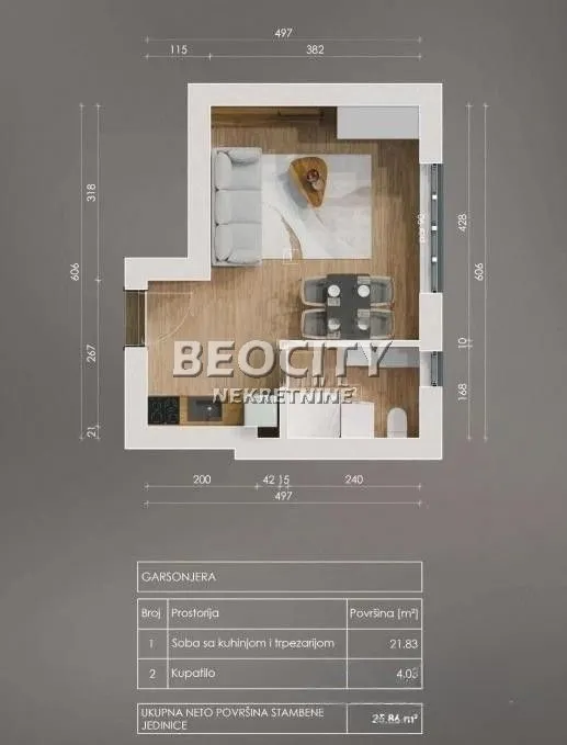 Sale, apartment, 26m², Centar, Novi Sad