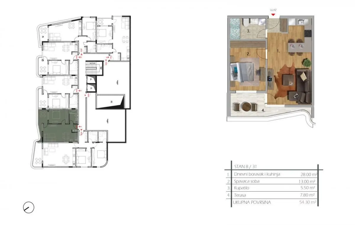 Prodaja, jednosoban stan, 54m², Dobre Vode, Bar