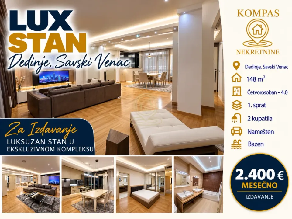Rent, four bedroom apartment, 148m², Savski Venac, Beograd
