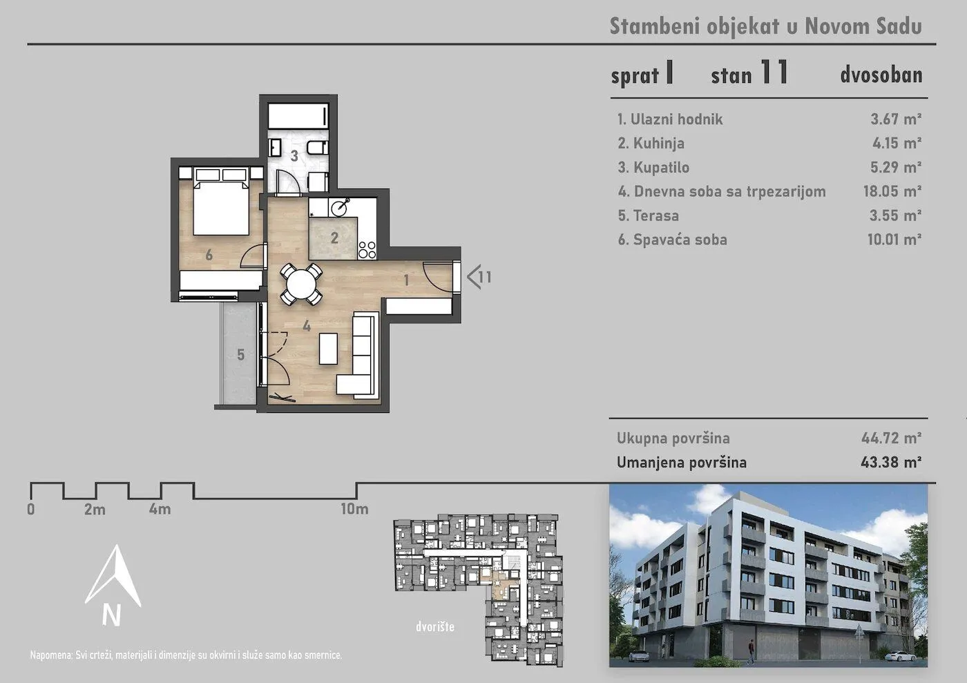 Prodaja, jednosoban stan, 43m², Salajka, Novi Sad Sve Podlokacije