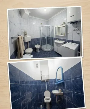 Kompaktno kupatilo sa tuš kabinom, umivaonikom i WC šoljom. - image 4