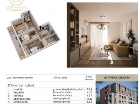 Sale, two bedroom apartment, 58m², Medijana, Niš - image 1