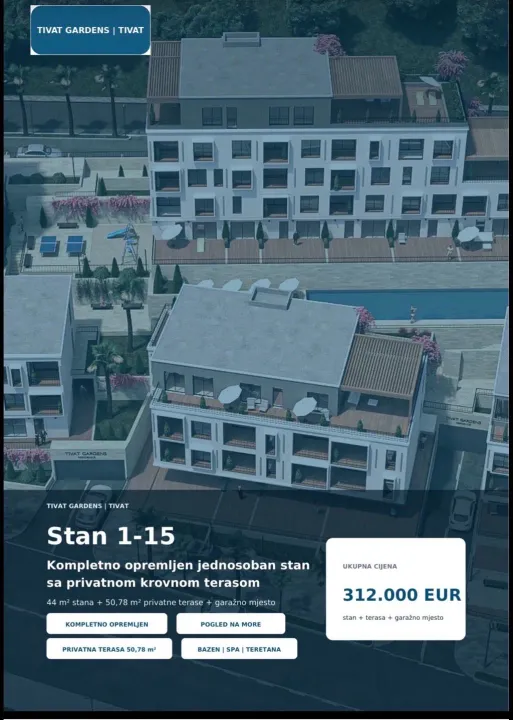 Prodaja, jednosoban stan, 95m², Mažina, Tivat