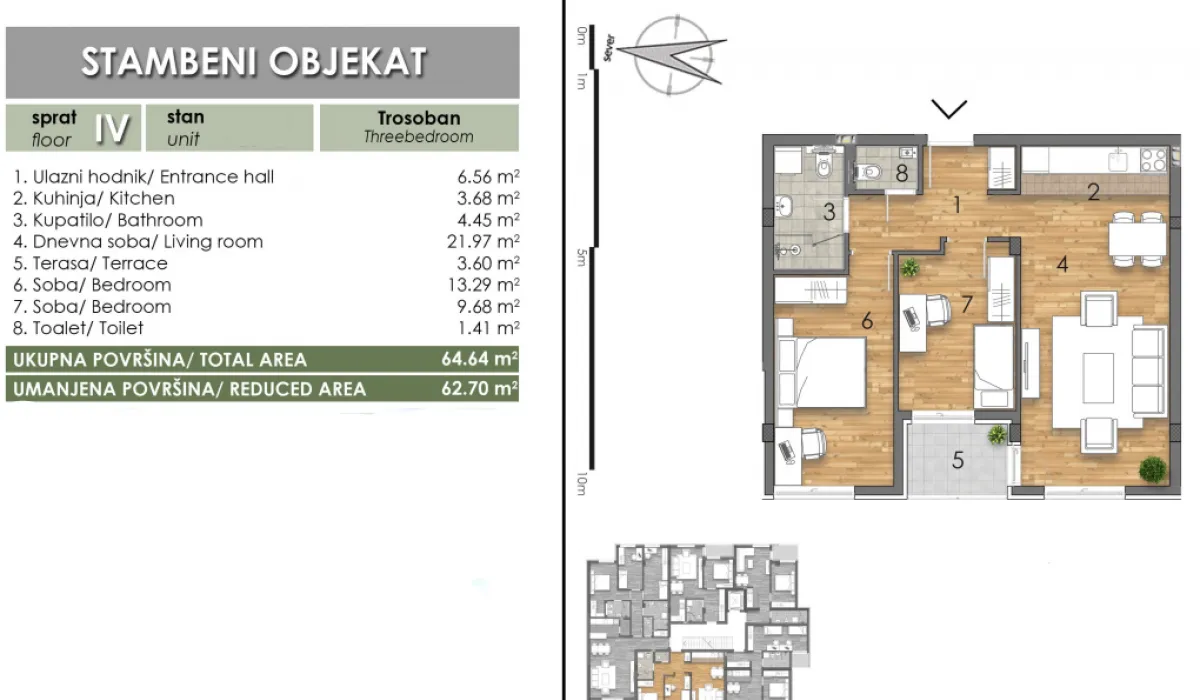 Prodaja, trosoban stan, 63m², Bulevar Oslobodjenja, Novi Sad Sve Podlokacije