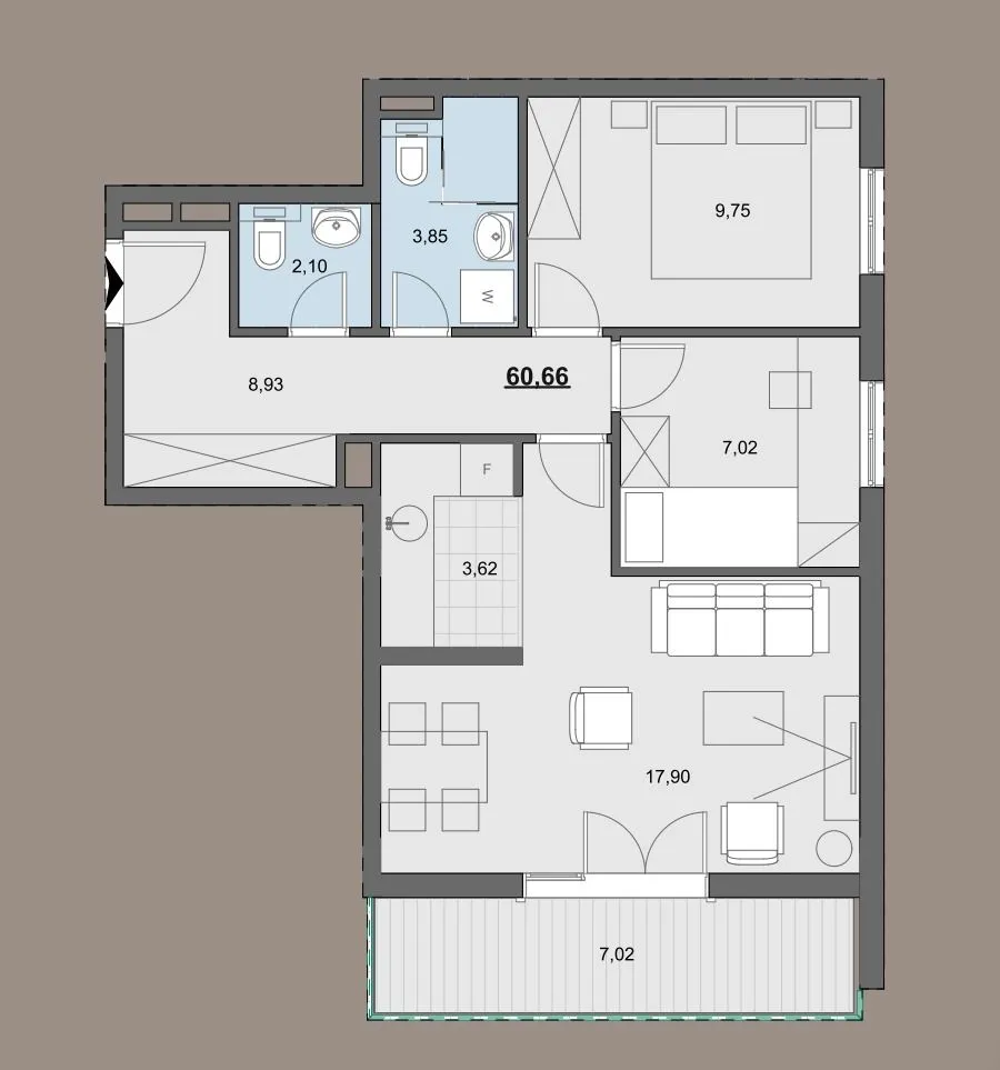 Prodaja, dvosoban stan, 61m², Bonići, Tivat