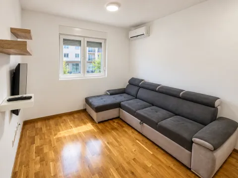 Dnevna soba sa ugaonom garniturom, parketom i klima uređajem. - image 2