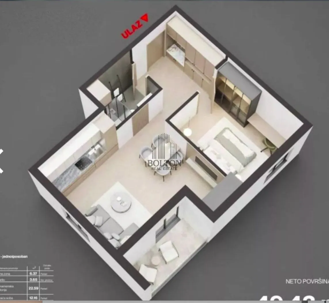 Sale, two bedroom apartment, 46m², Voždovac, Voždovac Sve Podlokacije