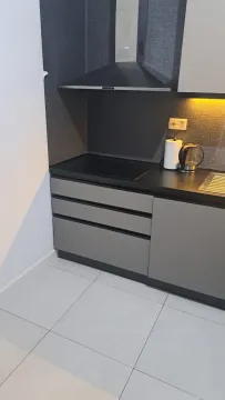 Dio moderne kuhinje sa sivim elementima i ugradnom pločom. - image 7