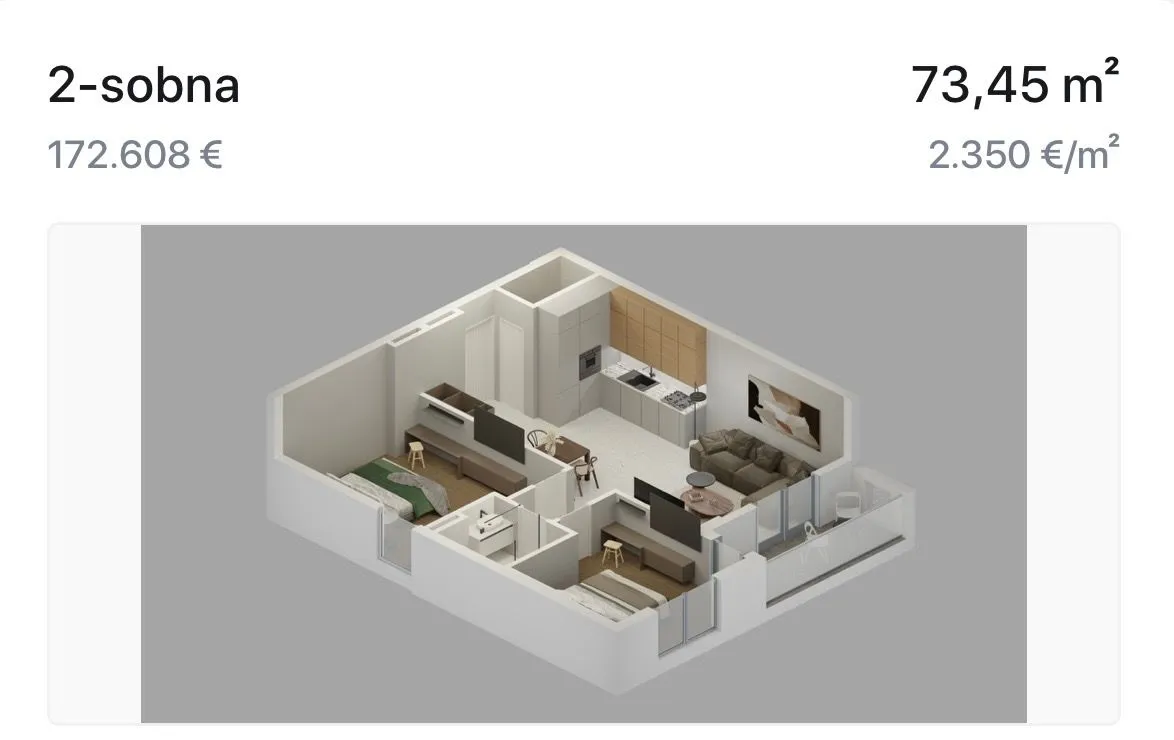 Sale, one bedroom apartment, 57m², Bjeliši, Bar