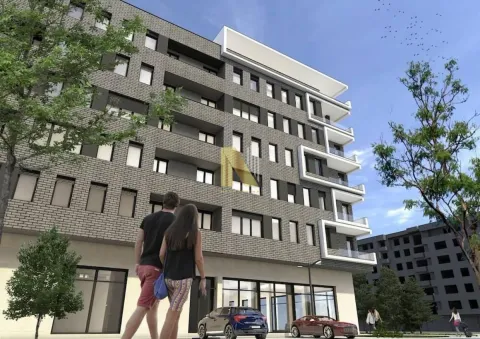 Spoljašnji izgled moderne stambene zgrade sa balkonom i uređenim dvorištem. - image 4