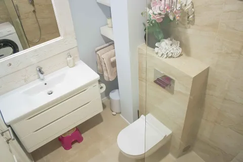 Moderno opremljeno kupatilo sa umivaonikom, WC šoljom i tuš kabinom. - image 15