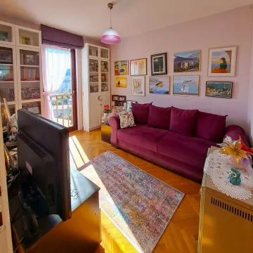 Dnevna soba sa garniturom, televizorom i brojnim slikama na zidu. - image 8