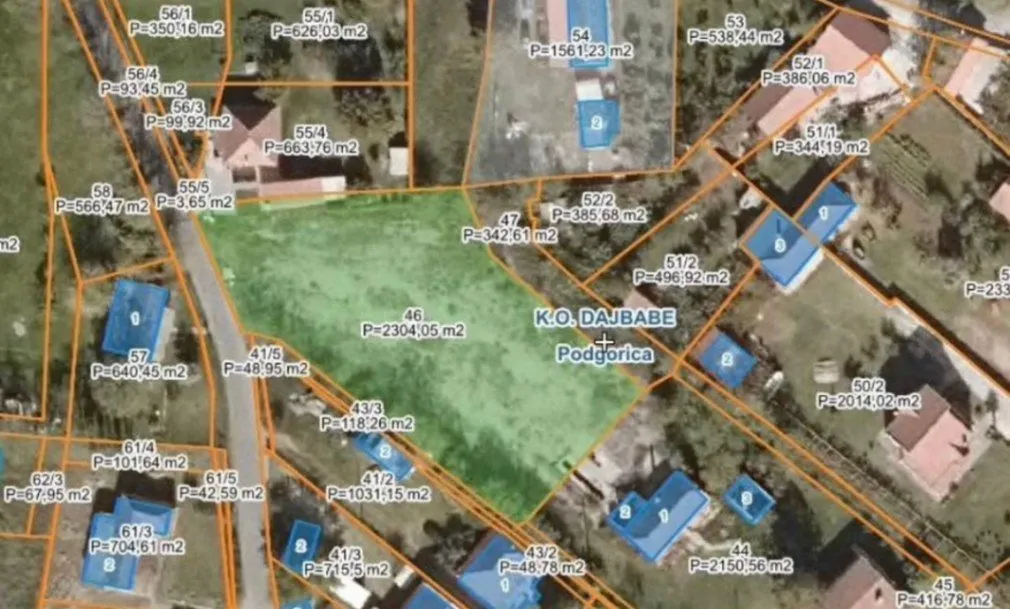 Prodaja, plac, 2304m², Dahna, Podgorica