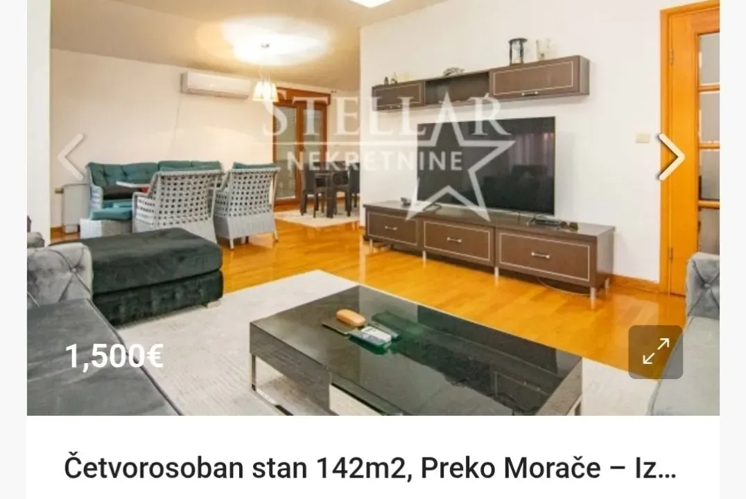 Izdavanje, četvorosoban stan, 142m², Preko Morače, Podgorica