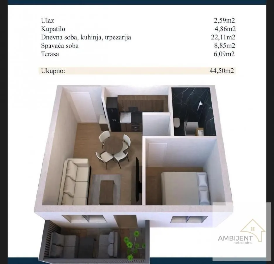 Prodaja, dvosoban stan, 44m², Novi Banovci, Stara Pazova